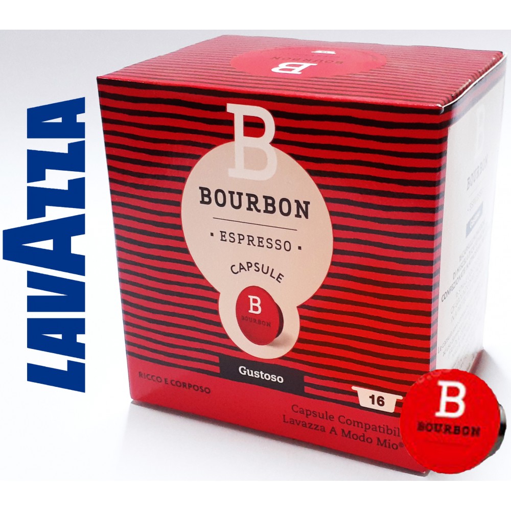 16 CAPSULES DE CAFÉ BOURBON GUSTOSO. Comp A Modo MIO   HAUTE QUALITE - 100% ITALIEN.