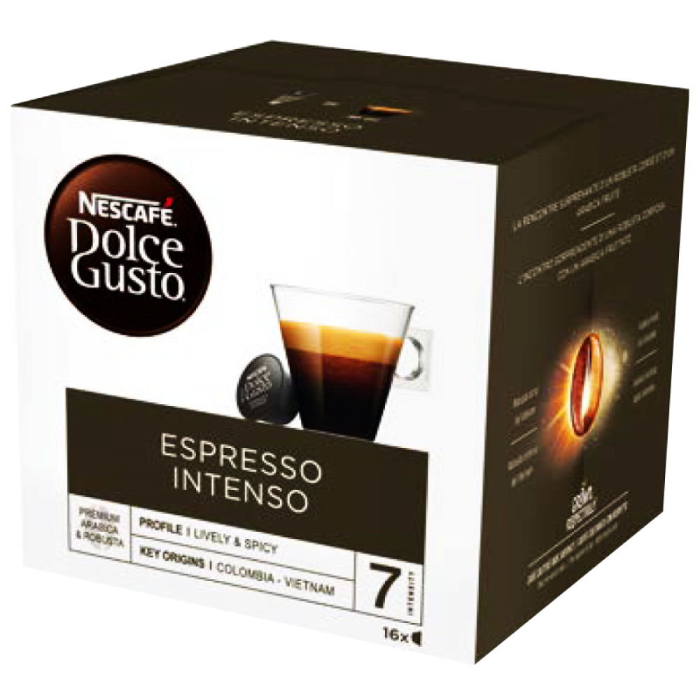 16 CAPSULES DE CAFÉ ESPRESSO INTENSO. DOLCE GUSTO PRODUIT DE HAUTE QUALITE.   