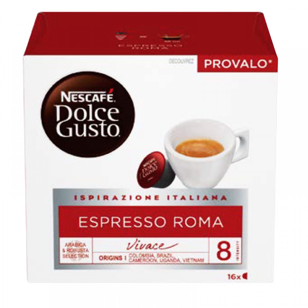 16 CAPSULES DE CAFÉ ESPRESSO ROMA. DOLCE GUSTO PRODUIT DE HAUTE QUALITE.   